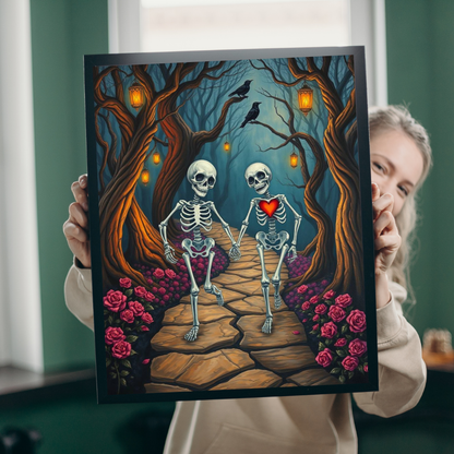 Spooky Romance Skeleton Puzzle for Adults, Perfect for Halloween Couples Night Family Fun Unique Gothic Gift for Puzzle Enthusiast