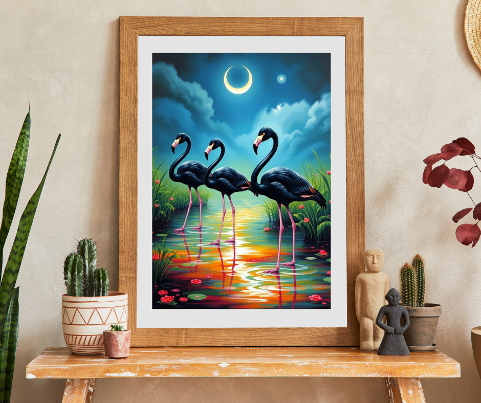 Moonlit Marsh March - Serene Flamingo Puzzle, 110, 252, 520, 1014-Piece, Holiday Birthday Gift for Bird Lover, Family Game Night, Home Decor