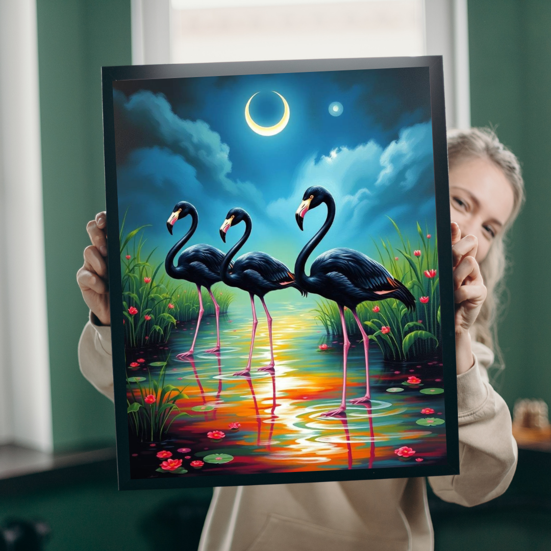 Moonlit Marsh March - Serene Flamingo Puzzle, 110, 252, 520, 1014-Piece, Holiday Birthday Gift for Bird Lover, Family Game Night, Home Decor
