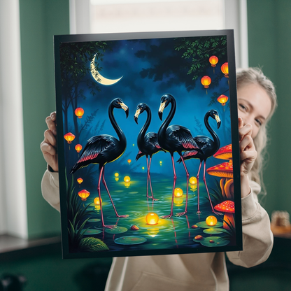 Magical Night Flamingo Puzzle - 110 to 520 Piece Nature Puzzle Game, Perfect Gift for Family Fun, Puzzle Enthusiasts, Home Entertainment