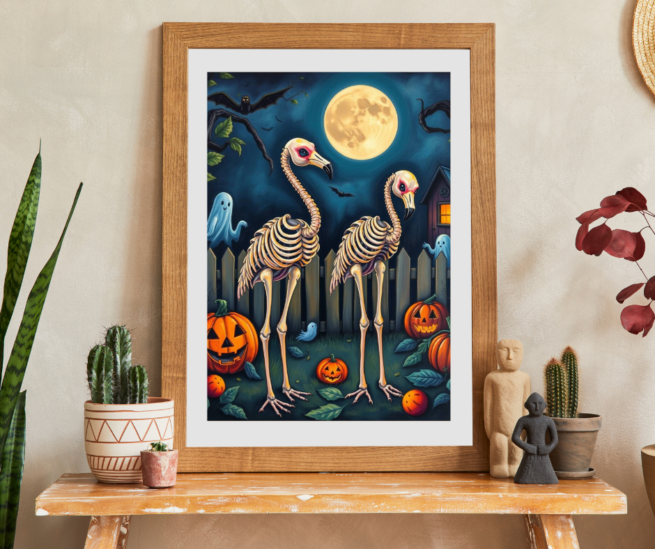 Halloween Skeleton Puzzle - Spooky Flamingo 110, 252, 520, 1014-piece Jigsaw Perfect for Fall Family Fun, Haunted House Decor, Pumpkin Love Puzzle The Puzzle Chest
