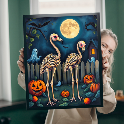 Halloween Skeleton Puzzle - Spooky Flamingo 110, 252, 520, 1014-piece Jigsaw Perfect for Fall Family Fun, Haunted House Decor, Pumpkin Love Puzzle The Puzzle Chest