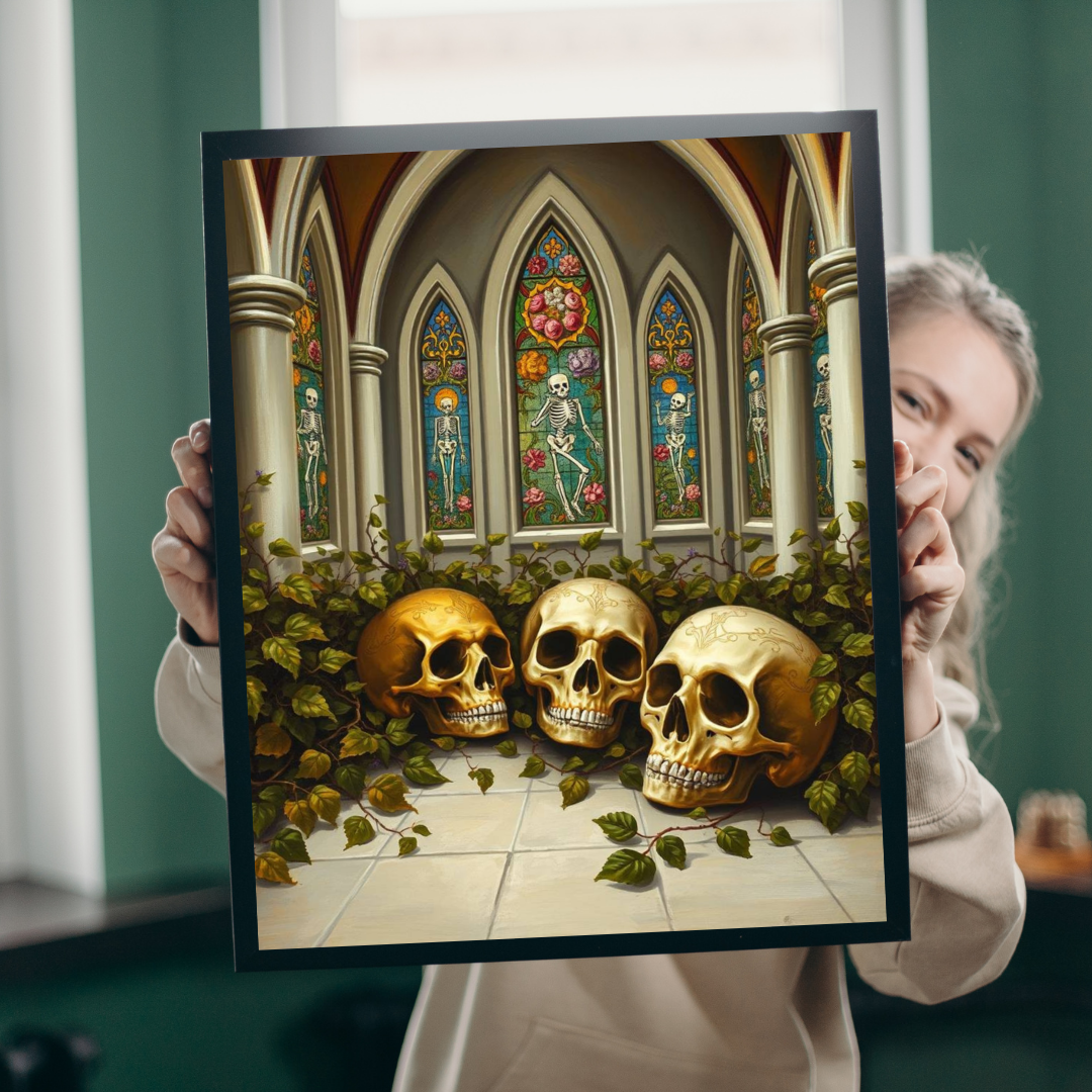 Ornate Ossuary Bloom - Skull Garden Puzzle, Gothic Artwork Jigsaw Game for Gift for Puzzle Lover, Halloween Decor, Stress Relief Activity