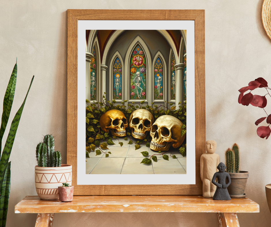 Ornate Ossuary Bloom - Skull Garden Puzzle, Gothic Artwork Jigsaw Game for Gift for Puzzle Lover, Halloween Decor, Stress Relief Activity