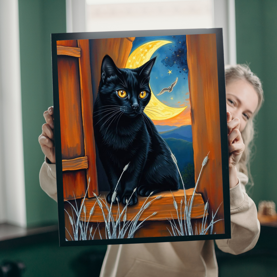 Sanctuary Window Watcher Puzzle - Mystical Cat Jigsaw Game Night Sky Theme, 110, 252, 520, 1014-piece Cat Lover Gift, Puzzle Enthusiast