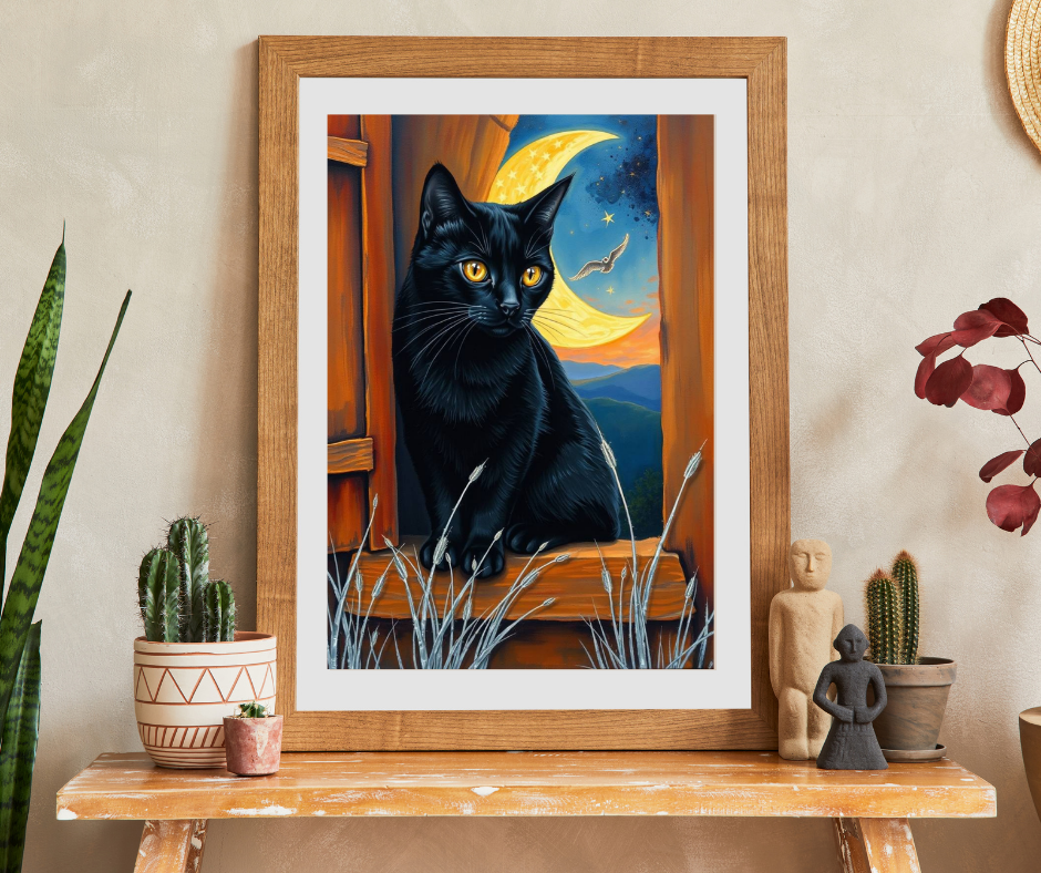 Sanctuary Window Watcher Puzzle - Mystical Cat Jigsaw Game Night Sky Theme, 110, 252, 520, 1014-piece Cat Lover Gift, Puzzle Enthusiast