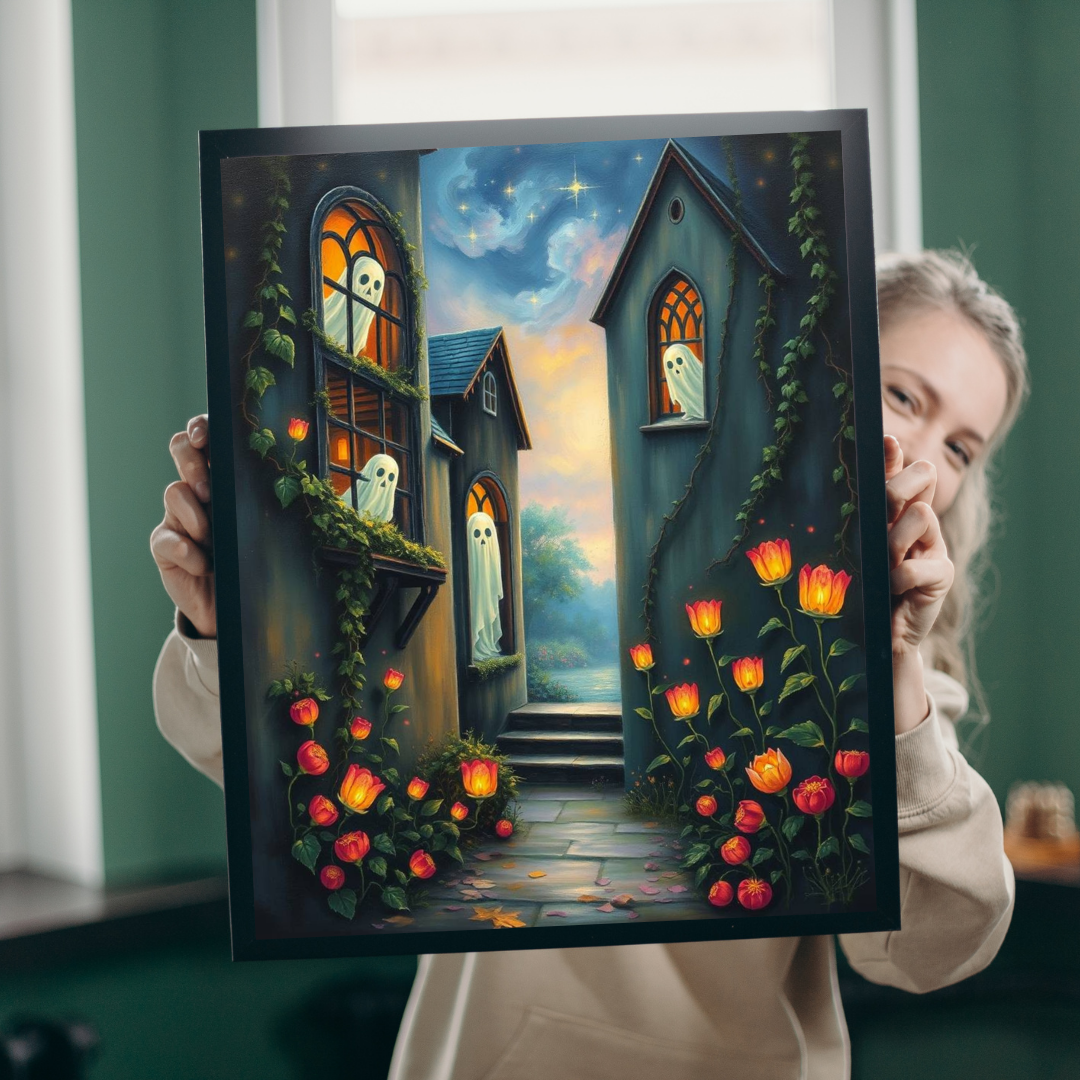 Hollow Window Watchers - Halloween Themed Ghost Jigsaw Puzzle, Fun Autumn Game, Family Activity, Halloween Decor, Gift for Puzzle Lovers