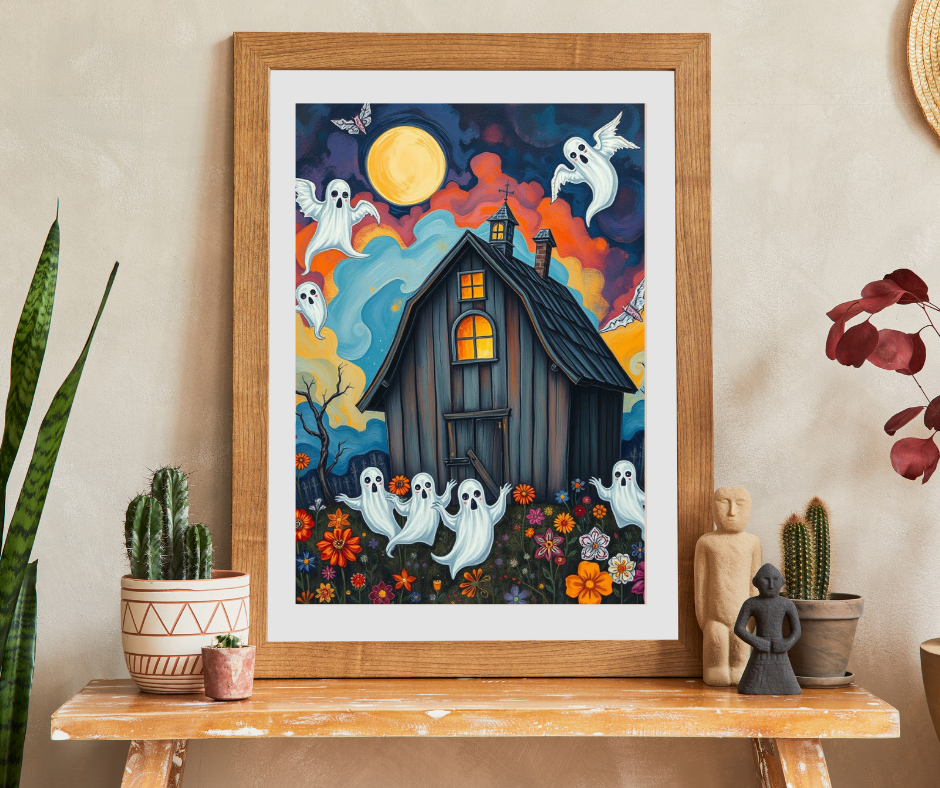 Boo In Bloom Jigsaw Puzzle - Spooky Halloween Haunted House, 110-520 Piece Jigsaw Ghostly Theme, Family Fun Activity, Trick-or-Treat Gift