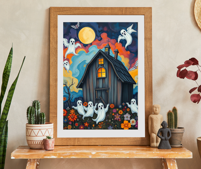 Boo In Bloom Jigsaw Puzzle - Spooky Halloween Haunted House, 110-520 Piece Jigsaw Ghostly Theme, Family Fun Activity, Trick-or-Treat Gift