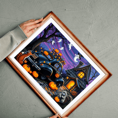 Moonlit Pumpkin Ride Jigsaw Puzzle - Halloween Theme, Spooky Fall Solo or Family Game with Ghosts and Pumpkins, Holiday Gift for Friends Puzzle The Puzzle Chest