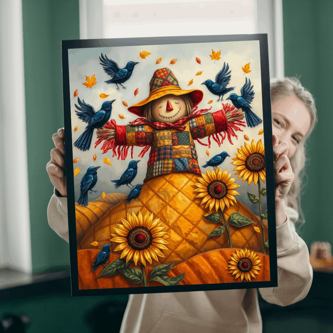Fall Folk Art Scarecrow Puzzle, Cozy Autumn Jigsaw for Family Game Night, Thanksgiving Fun, Gift for Puzzle Lovers, 110 252 520-piece Puzzle The Puzzle Chest