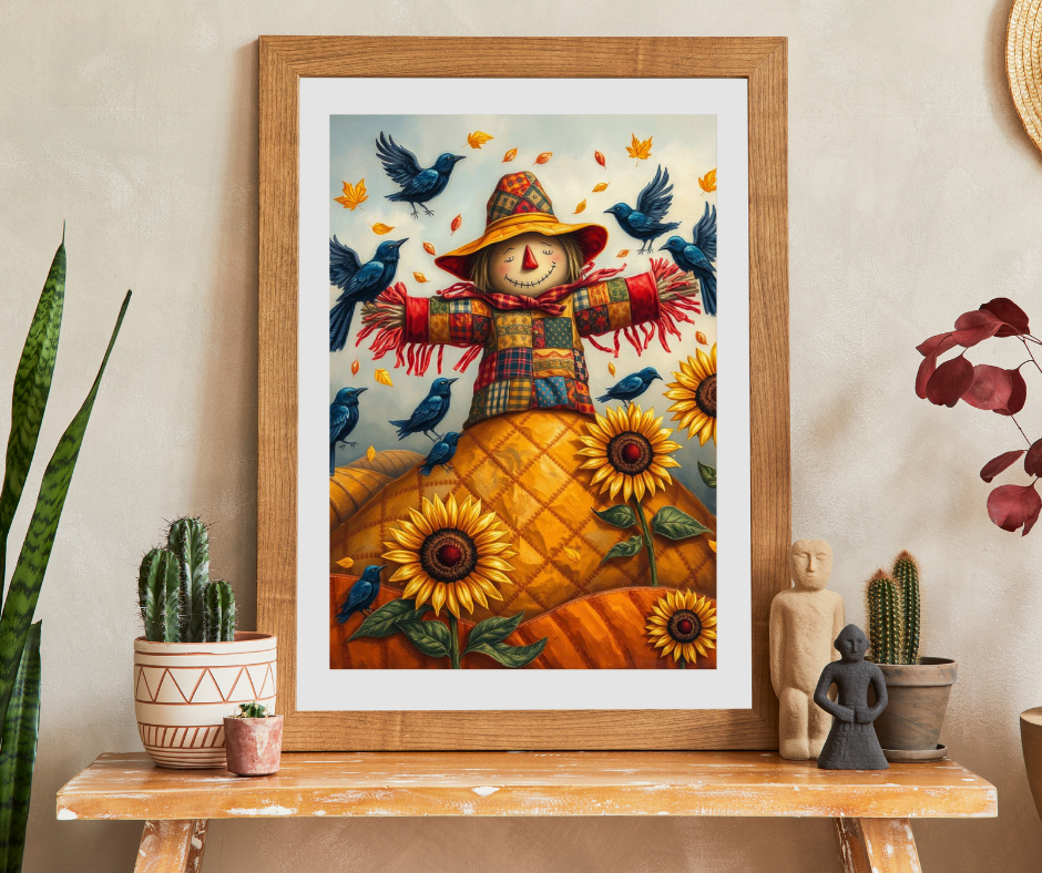 Fall Folk Art Scarecrow Puzzle, Cozy Autumn Jigsaw for Family Game Night, Thanksgiving Fun, Gift for Puzzle Lovers, 110 252 520-piece