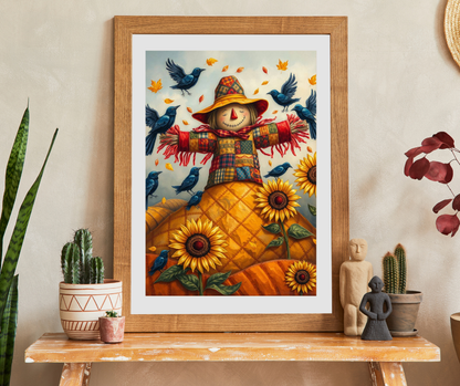 Fall Folk Art Scarecrow Puzzle, Cozy Autumn Jigsaw for Family Game Night, Thanksgiving Fun, Gift for Puzzle Lovers, 110 252 520-piece