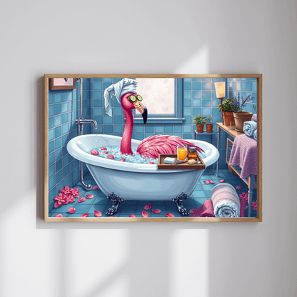 Flamingo Spa Retreat - Cozy Bathroom Puzzle for Adults, Fun Bath Time Art Jigsaw, Unique Gift for Friends, Family Game Night, Brain Teaser