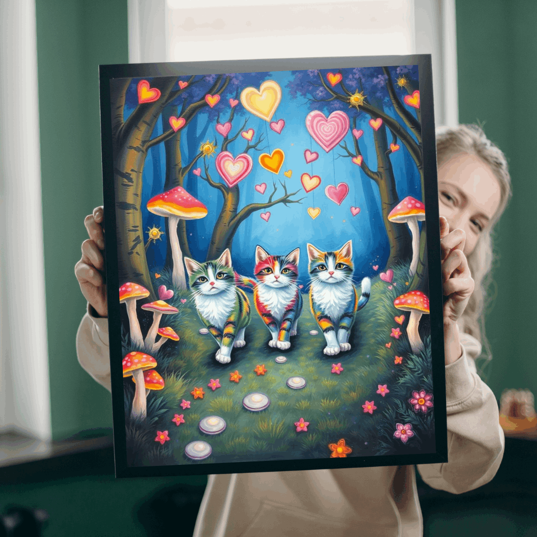 Cat Lovers Puzzle with Colorful Hearts, 110, 252, 520, 1014-Piece Jigsaw - Perfect Gift for Cat Enthusiasts, Family Game Night, Cozy [...]