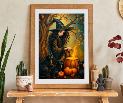Catspell Cauldron Night Witchy Jigsaw Puzzle, Halloween Scene Perfect for Family Fun, Cozy Nights, Fall Celebrations, Gift for Puzzle Lover
