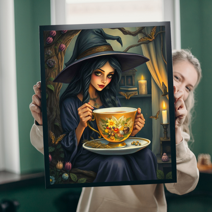 Witch's Teatime Jigsaw Puzzle, Spooky Fun for Halloween, Family Game Night, Cozy Nights, Unique Holiday Birthday Gift for Puzzle Lover
