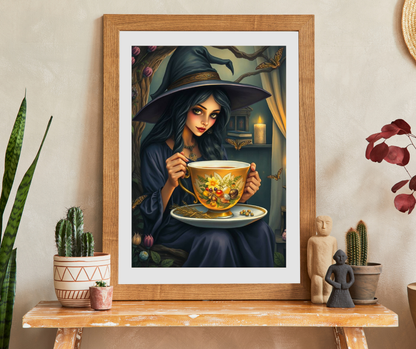 Witch's Teatime Jigsaw Puzzle, Spooky Fun for Halloween, Family Game Night, Cozy Nights, Unique Holiday Birthday Gift for Puzzle Lover