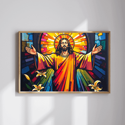 Radiant Jesus Puzzle - Colorful Religious Jigsaw, Inspirational Artwork Ideal Gift for Faith, Family Gatherings, and Spiritual Celebrations