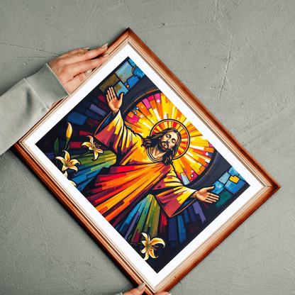 Radiant Jesus Puzzle - Colorful Religious Jigsaw, Inspirational Artwork Ideal Gift for Faith, Family Gatherings, and Spiritual Celebrations