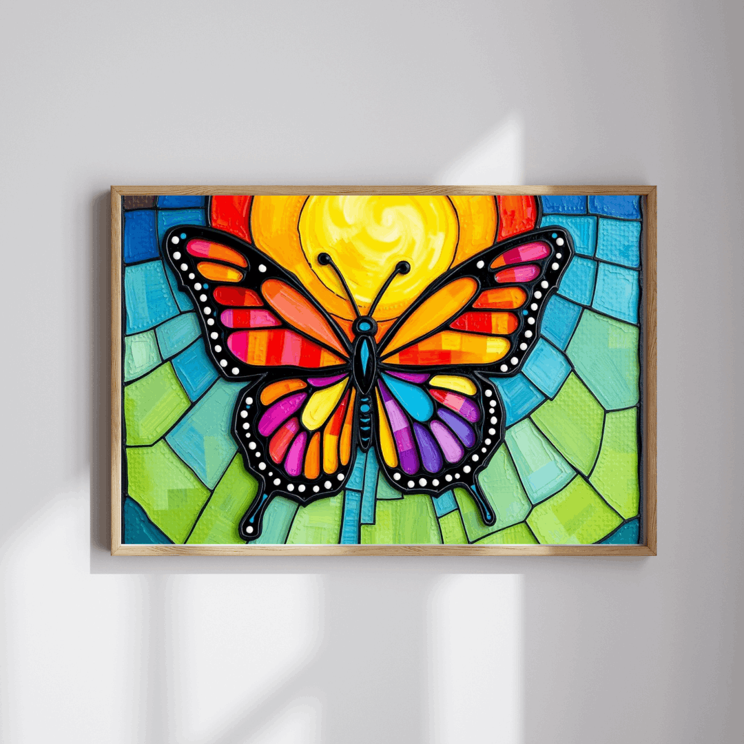 Multicolored Wings Butterfly Puzzle, Stained Glass Style 110-1014 Piece Jigsaw Game, Mindfulness Activity, Family Fun, Holiday Birthday Gift
