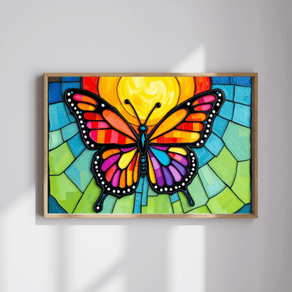 Multicolored Wings Butterfly Puzzle, Stained Glass Style 110-1014 Piece Jigsaw Game, Mindfulness Activity, Family Fun, Holiday Birthday Gift