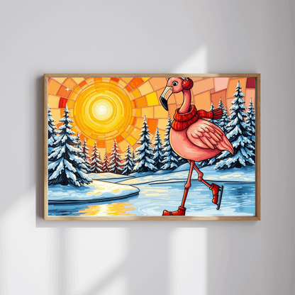 Skating Flamingo Winter Jigsaw Puzzle, Fun Family Activity, Best Birthday Gift for Bird Lovers, Unique Holiday Entertainment, Brain Teaser