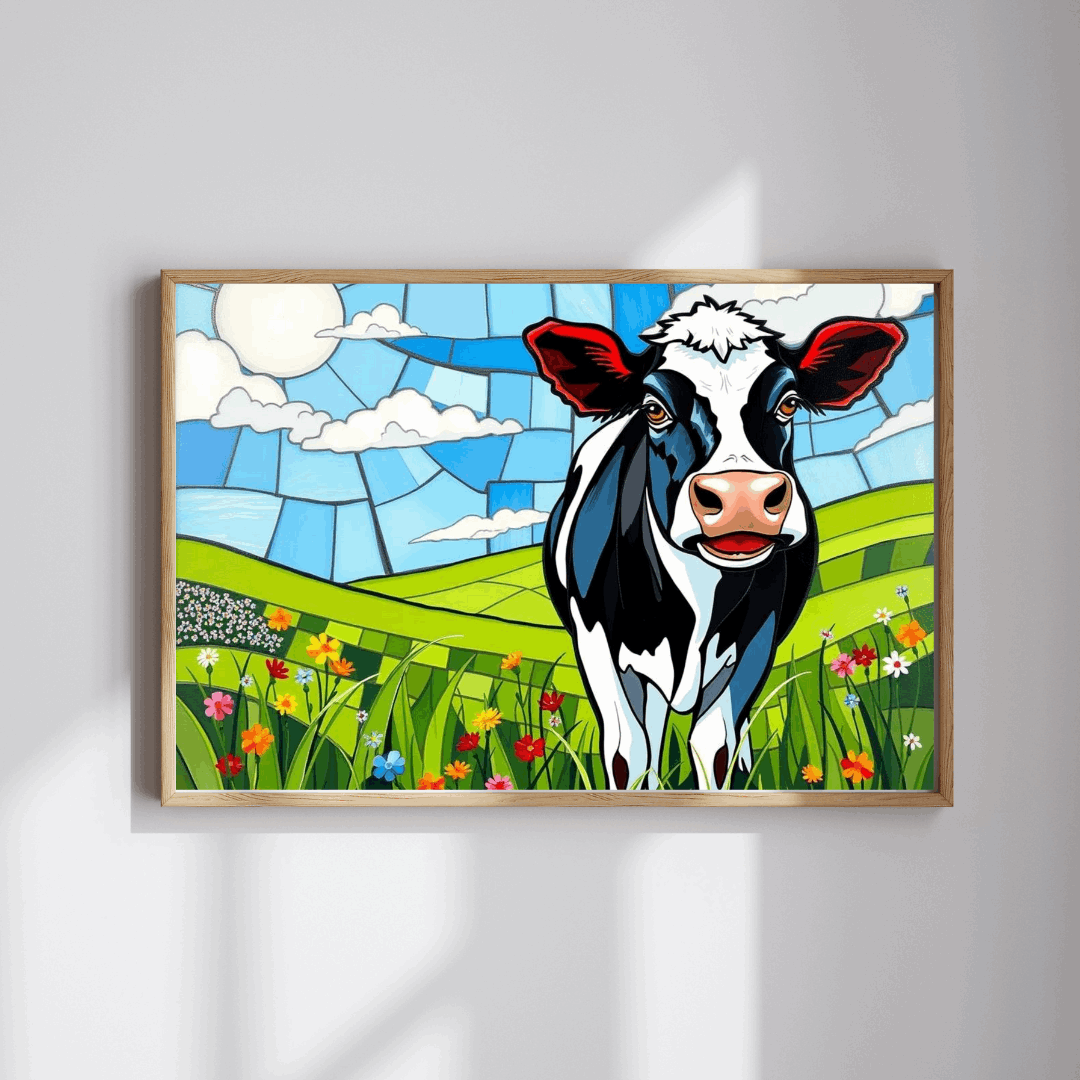 Pasture Bloom Cow Puzzle - Fun Farm Themed Jigsaw, 110-1014 Piece Engaging Family Activity, Mindful Brain Teaser, Unique Animal Lover Gift