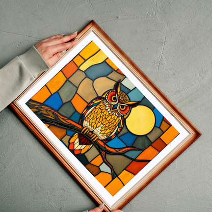 Moonlit Owl Puzzle - Stained Glass Style, 110-1014 Piece Jigsaw for Fun Adult Activity, Gift for Family, Home Entertainment, Mindful Game