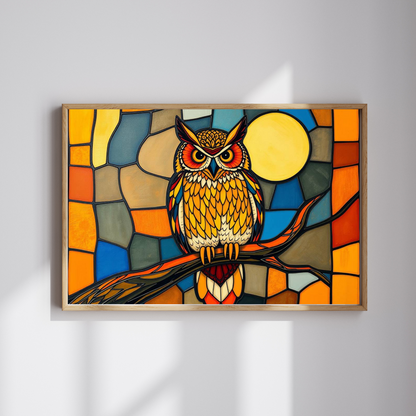 Moonlit Owl Puzzle - Stained Glass Style, 110-1014 Piece Jigsaw for Fun Adult Activity, Gift for Family, Home Entertainment, Mindful Game