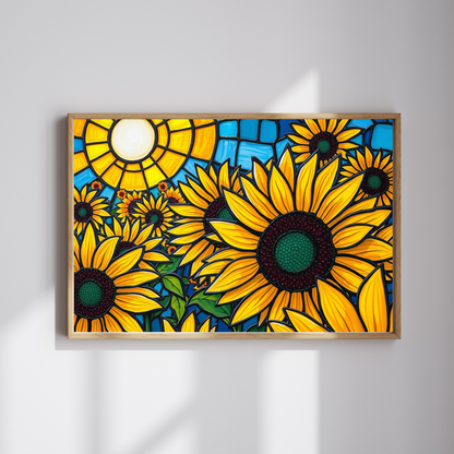 Bright Floral Horizon Sunflower Field Puzzle, Nature Art Landscape Jigsaw Game for Family Game Night, Adult Puzzle Lover Gift, Brain Teaser