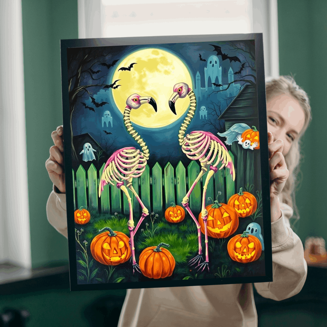 Spooky Garden Waltz Flamingo Jigsaw Puzzle, Halloween-Themed Family Fun Activity, Gift for Puzzle Enthusiast, Festive Puzzle 110-520 Pieces Puzzle The Puzzle Chest