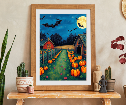 Haunted Pumpkin Patch Festive Halloween Jigsaw Puzzle, Ideal for Family Fun, Autumn Nights, Gift for Puzzle Lover, Cozy Home Activity