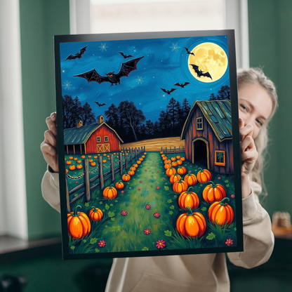 Haunted Pumpkin Patch Festive Halloween Jigsaw Puzzle, Ideal for Family Fun, Autumn Nights, Gift for Puzzle Lover, Cozy Home Activity