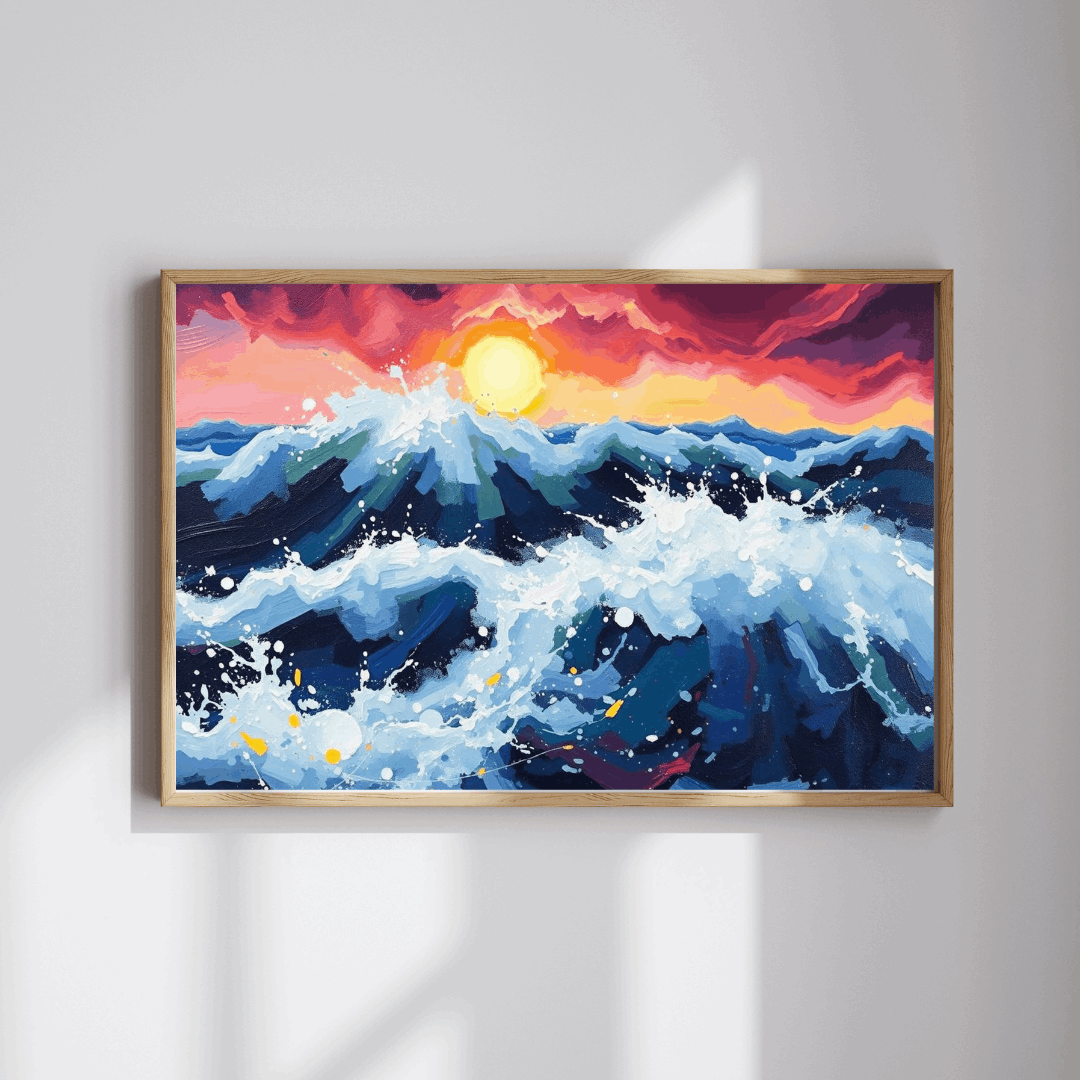 Abstract Ocean Sunrise Puzzle for Adults - Colorful Seascape Jigsaw Game