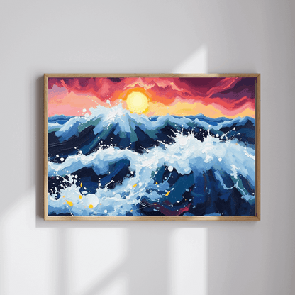 Abstract Ocean Sunrise Puzzle for Adults - Colorful Seascape Jigsaw Game