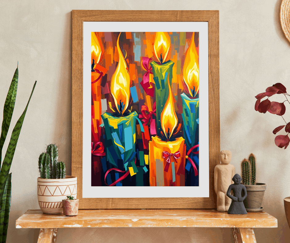 Candlelight Jigsaw Puzzle for Adults - Cozy Abstract Candle Art Christmas Theme