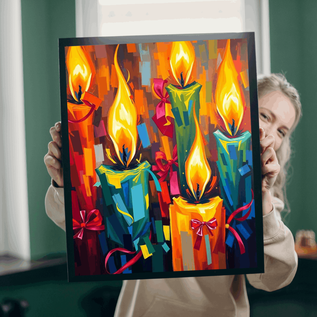 Candlelight Jigsaw Puzzle for Adults - Cozy Abstract Candle Art Christmas Theme