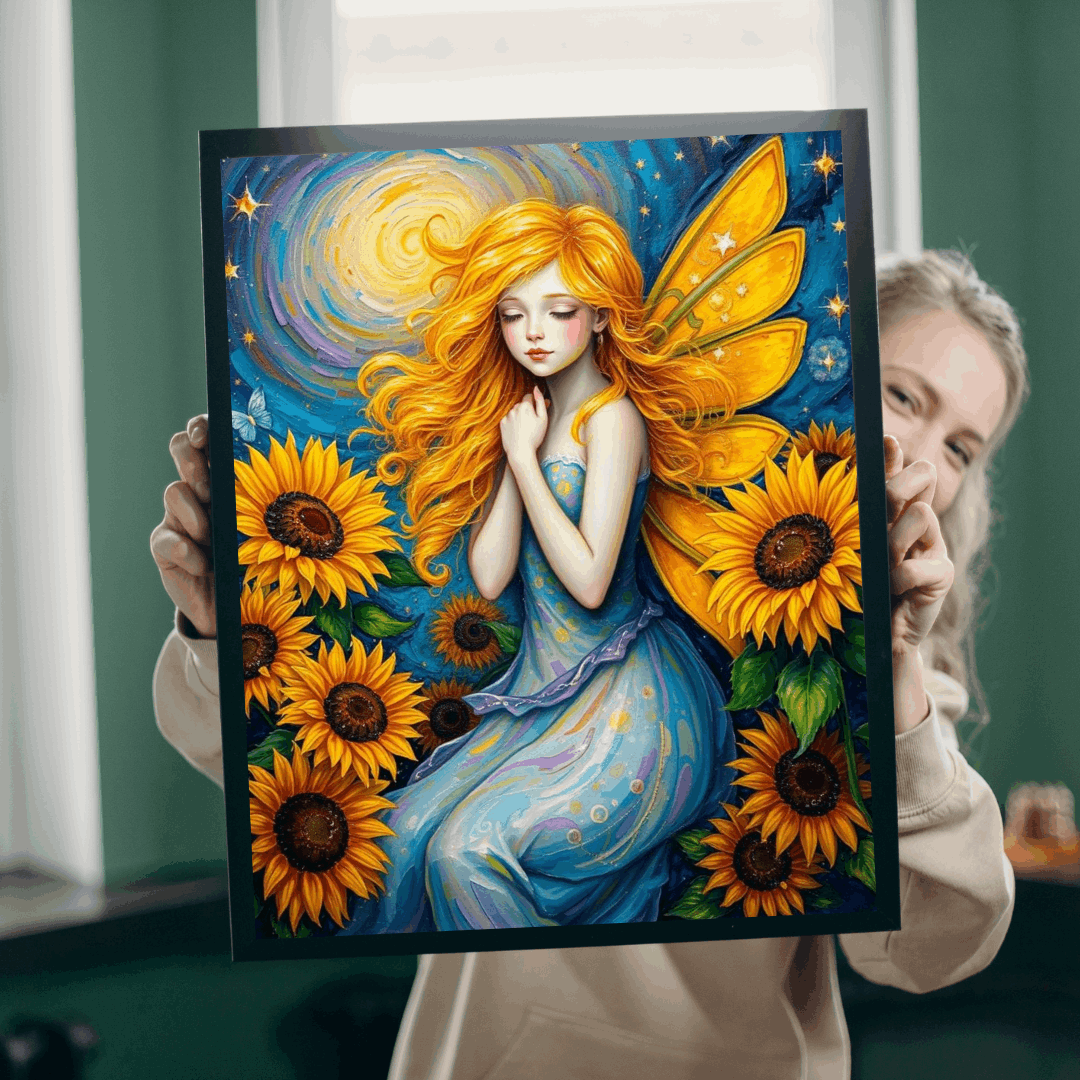 Sunflower Enchantress Jigsaw Puzzle - Enchanting Fairy and Sunflower Puzzle for Adults