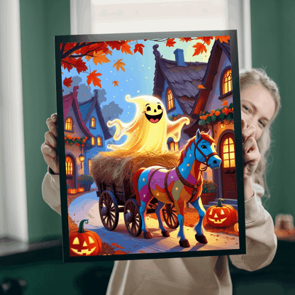 Smiling Ghost Hayride Jigsaw Puzzle, 110-520 Piece Halloween Puzzle