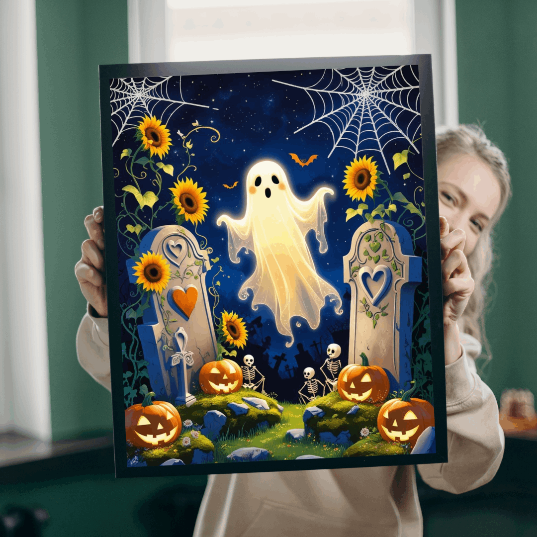 Blooming Graveyard Ghost Jigsaw Puzzle - 110, 252, 520, 1014-piece Halloween Puzzle