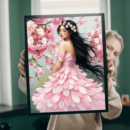 Lady of the Blossoming Grove - Spring Cherry Blossom Jigsaw Puzzle, Beautiful Flower Art Floral Gift