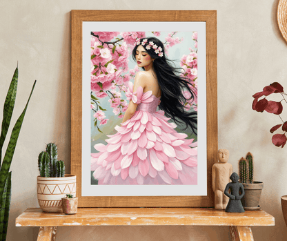 Lady of the Blossoming Grove - Spring Cherry Blossom Jigsaw Puzzle, Beautiful Flower Art Floral Gift