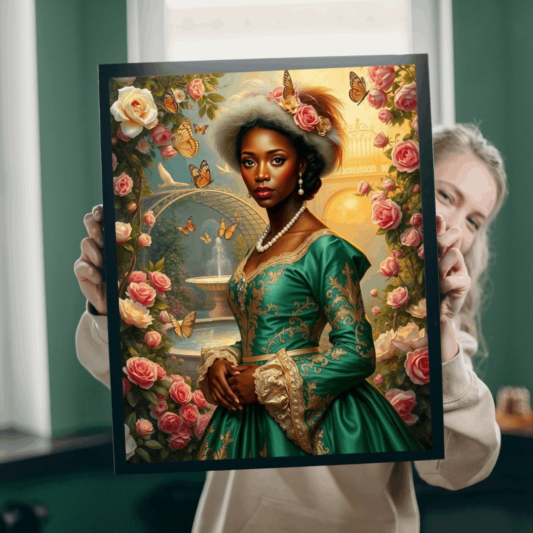 Floral Victorian Black Woman Jigsaw Puzzle, African American Lady Art, Afrocentric Artwork Puzzle The Puzzle Chest