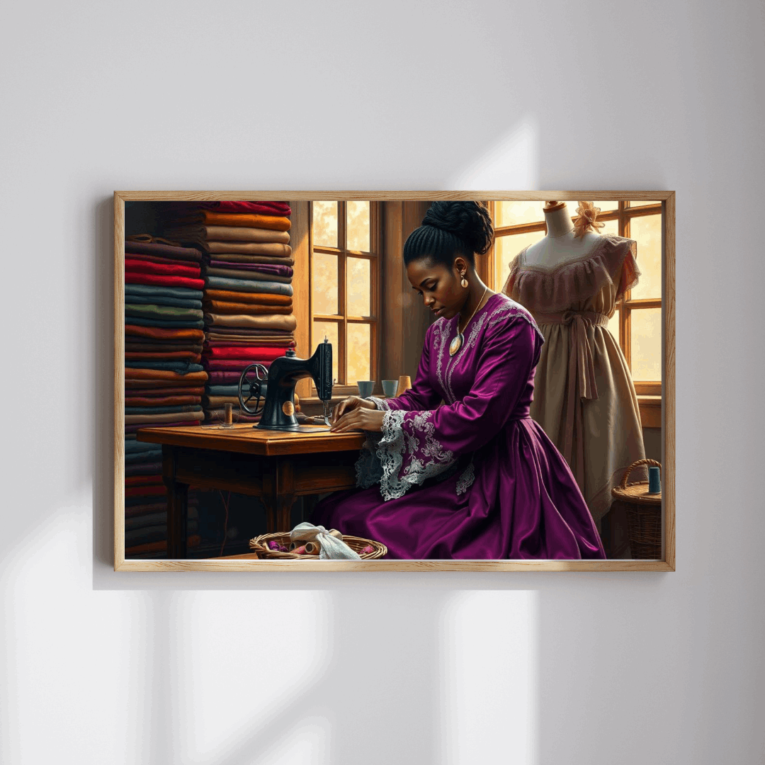 Victorian Black Seamstress Jigsaw Puzzle, Afrocentric Black Woman Art Puzzle The Puzzle Chest