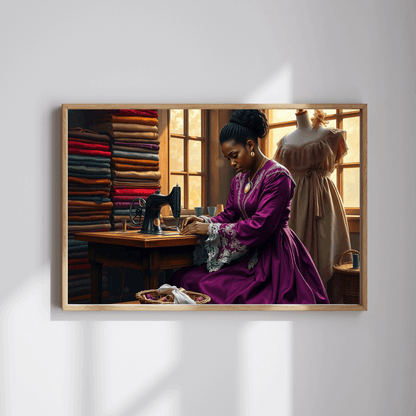 Victorian Black Seamstress Jigsaw Puzzle, Afrocentric Black Woman Art Puzzle The Puzzle Chest