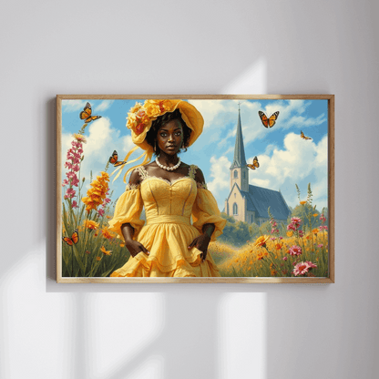 Victorian Puzzle - Black Woman in Ornate 19th-Century Dress in Wildflower Field, Afrocentric Art Puzzle The Puzzle Chest