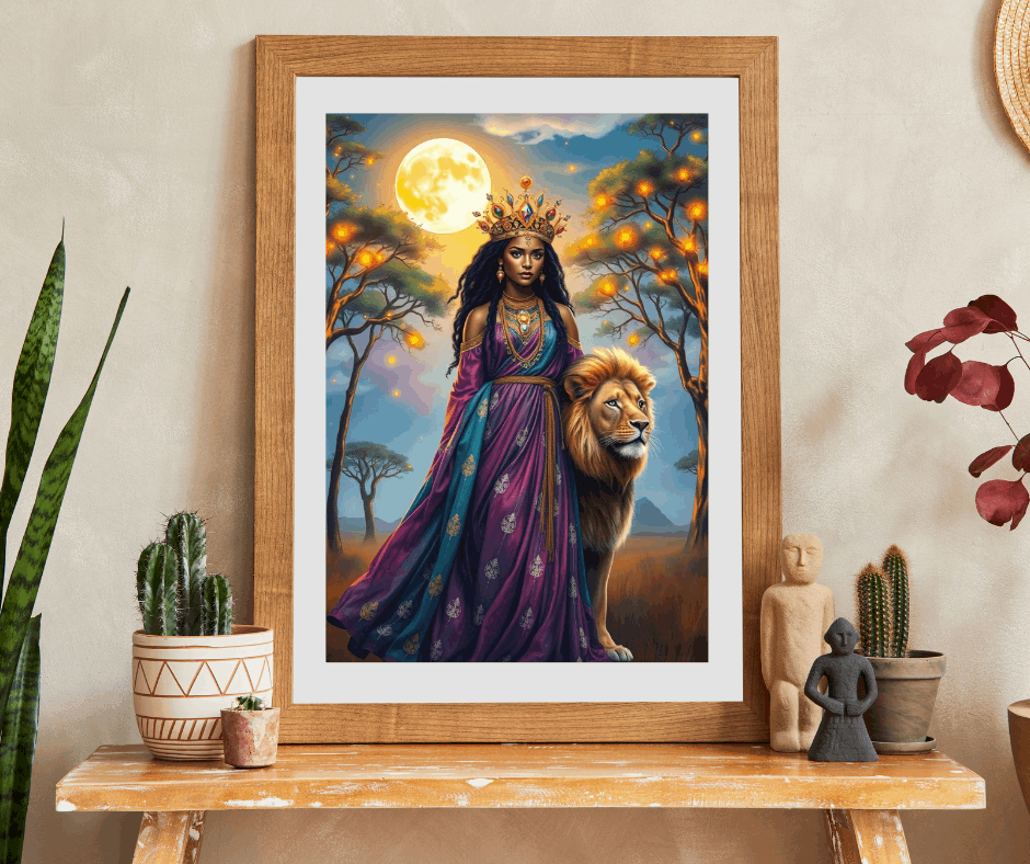 Moonlit African American Princess Puzzle - Savannah Night Jigsaw, Black Woman Art, Afrocentric Artwork Puzzle The Puzzle Chest