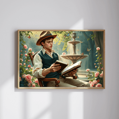 Victorian Garden Sketch Jigsaw Puzzle - 19th-Century Young Male Artist in a Blooming Rose Garden Puzzle The Puzzle Chest