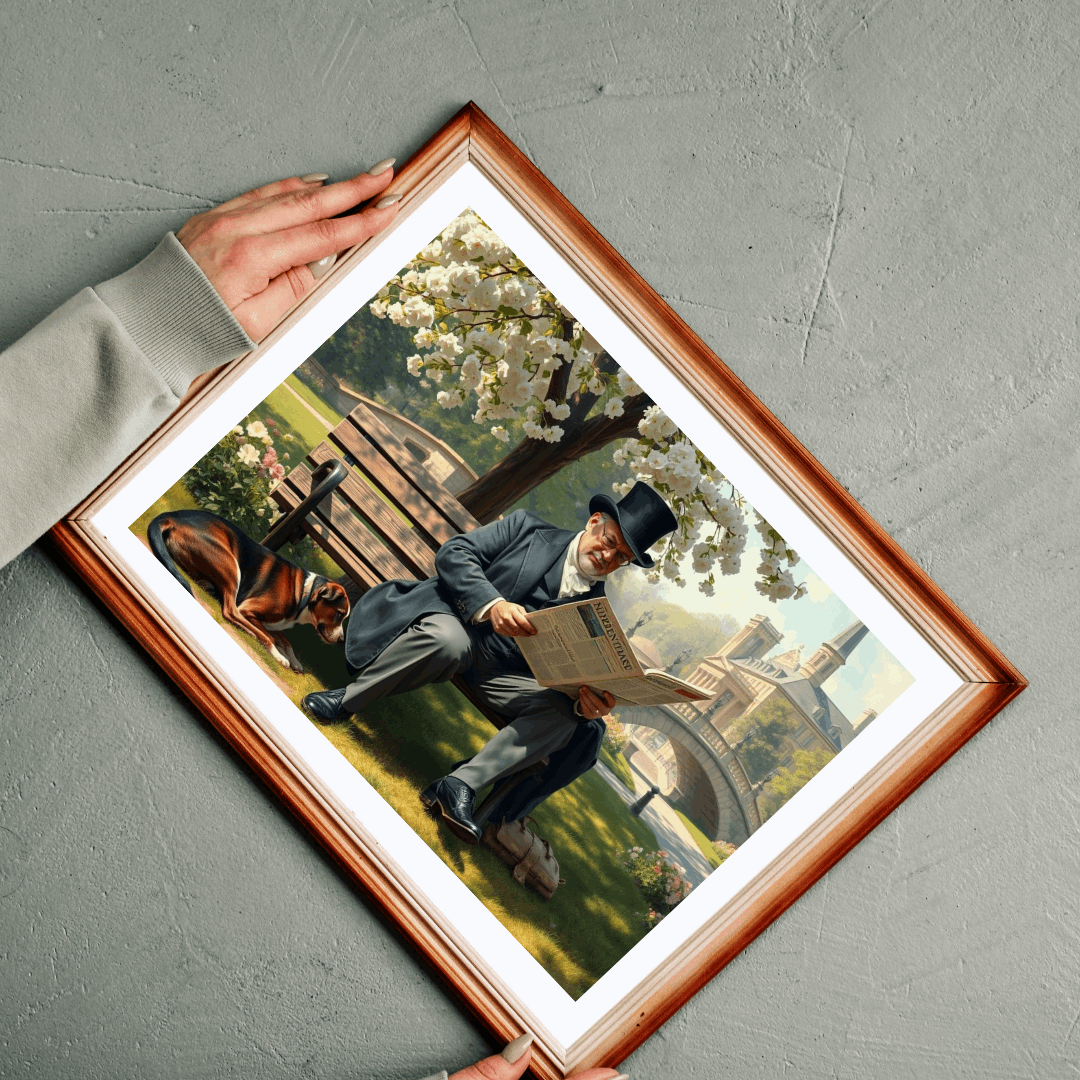 Victorian Gentleman Reading Newspaper in Park - 19th Century Pastoral Scene Jigsaw Puzzle Puzzle The Puzzle Chest